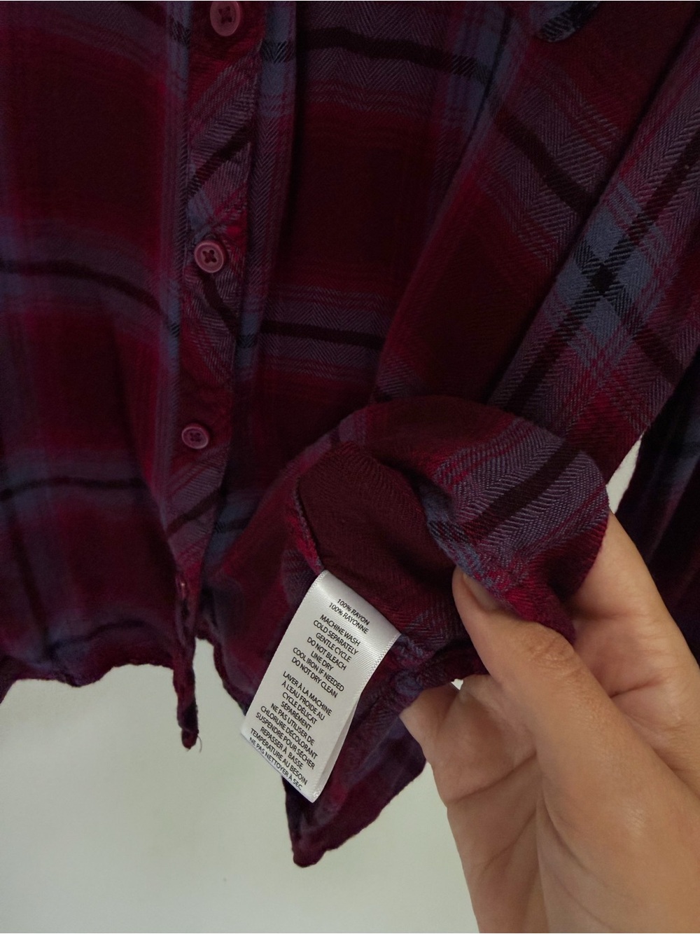 Beach Lunch Lounge | Ultra Soft Flannel Button Down Long Sleeve Top Purple Large - Picture 5 of 6
